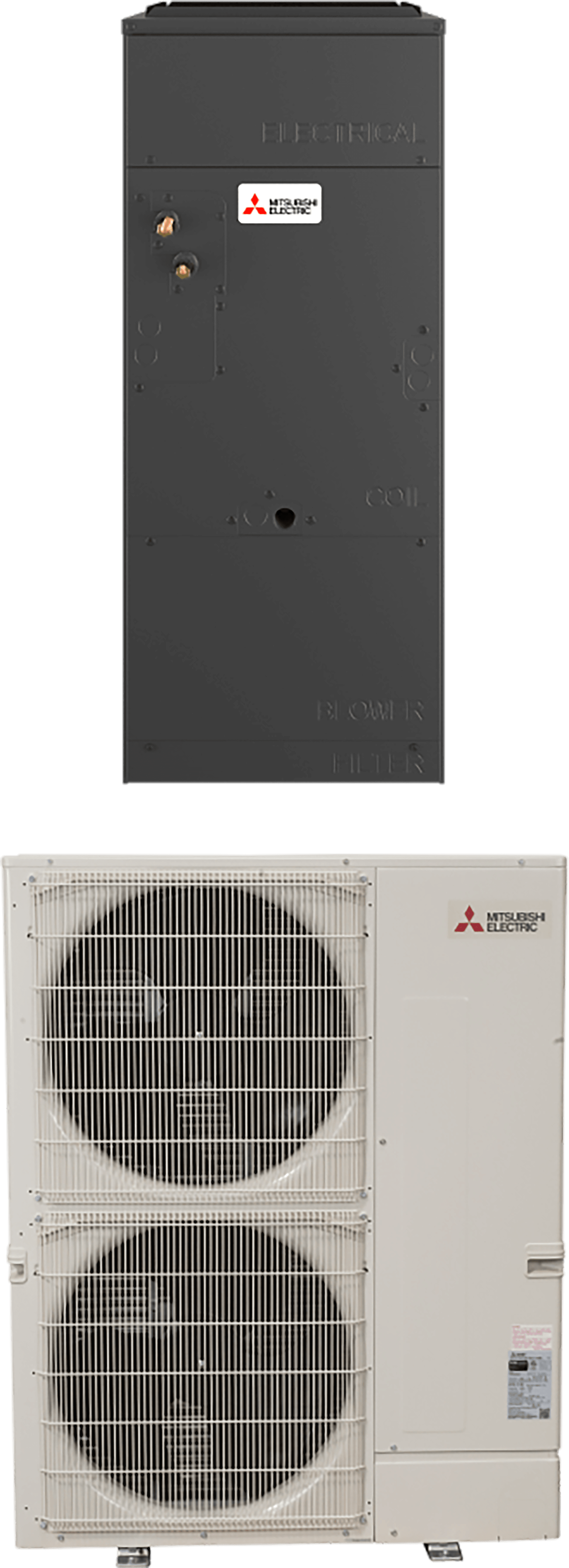 Multi positioned air handler paired w/ the PUZ-NL