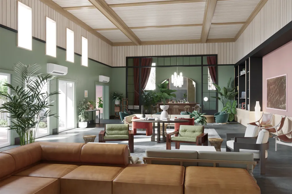 Wall-Mounted Indoor Unit in Hotel Lobby